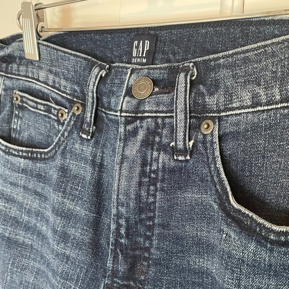 Gap High Rise Wide Leg Jean with distressed hem